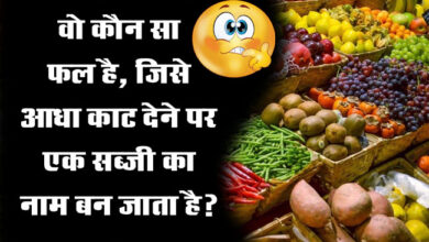 GK Question : वो कौन सा फल है, जिसे आधा काट देने पर एक सब्जी का नाम बन जाता है?
