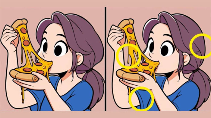 Optical Illusion : 15 सेकंड में पिज्जा खाती लड़की की इन दो तस्वीरों 3 अंतर खोजे! टैलेंटेड दिमाग है तो करें चैलेंज पूरा