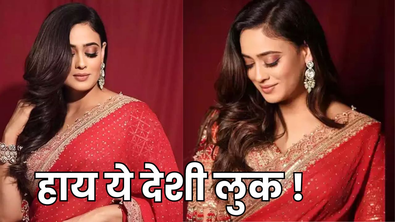 sweta tiwari red saree