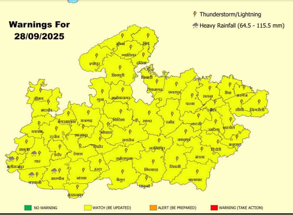 MP Weather Alert: आज इन 4 जिलों में भारी बारिश का अलर्ट, भोपाल-जबलपुर में होगी हल्की वर्षा
