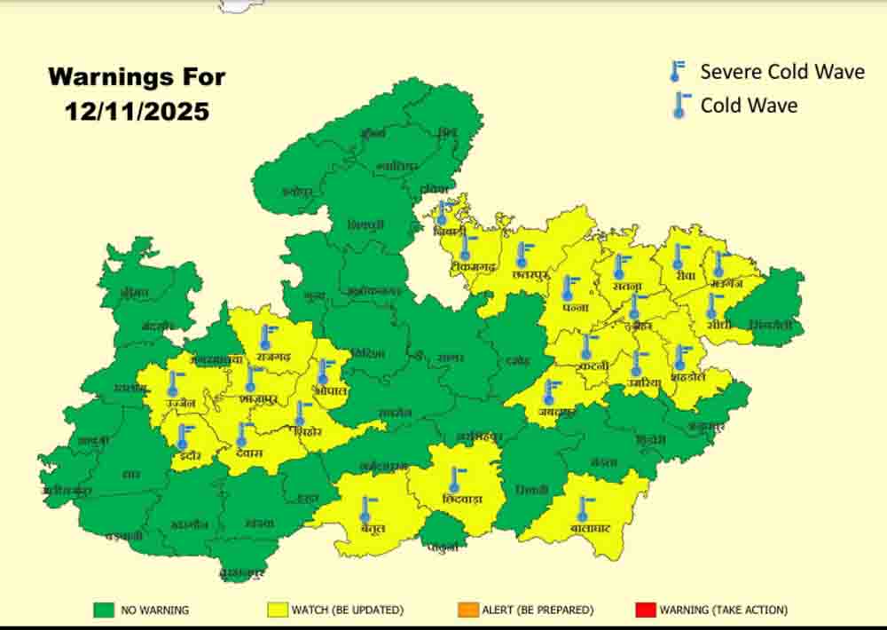 Cold wave alert Madhya Pradesh: एमपी में शीतलहर का कहर, आज 23 जिलों में अलर्ट, स्कूलों का समय बदला