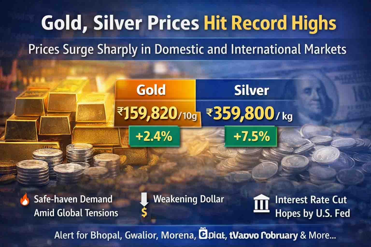 Gold Silver Price Today: सोना-चांदी ने तोड़े सारे रिकॉर्ड, घरेलू और अंतरराष्ट्रीय बाजार में कीमतों में तेज उछाल, निवेशक हैरान