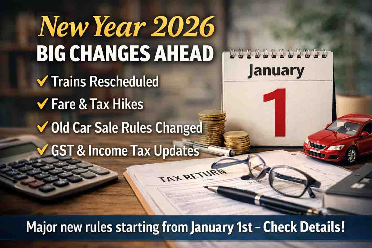 New Year 2026 Big Changes: 1 जनवरी 2026 से बदले कई नियम: ट्रेन सफर महंगा, टैक्स छूट खत्म, वाहन और GST नियम सख्त
