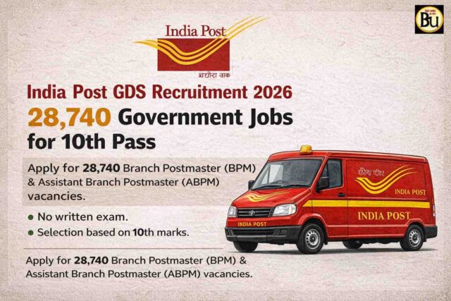 India Post GDS Recruitment 2026: भारतीय डाक विभाग में 28740 पदों पर भर्ती शुरू, 10वीं के अंकों पर बिना परीक्षा सीधी नौकरी का शानदार मौका 