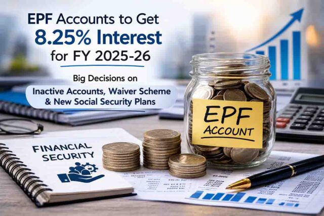 EPF New Interest Rate: ईपीएफ खातों पर 8.25% ब्याज मंजूर: निष्क्रिय खातों का स्वतः निपटान, नई योजनाओं को हरी झंडी