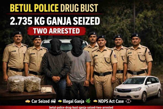 Betul Crime News: बैतूल में नशे पर बड़ी चोट: कार से 2.735 किलो गांजा बरामद, दो आरोपी गिरफ्तार