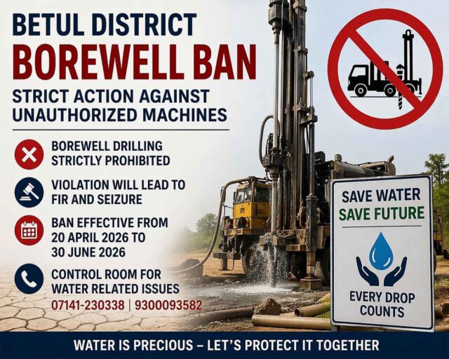 Betul Borewell Ban: बैतूल में निजी बोरिंग पर सख्त बैन, बिना अनुमति मशीन पर FIR और जब्ती का आदेश