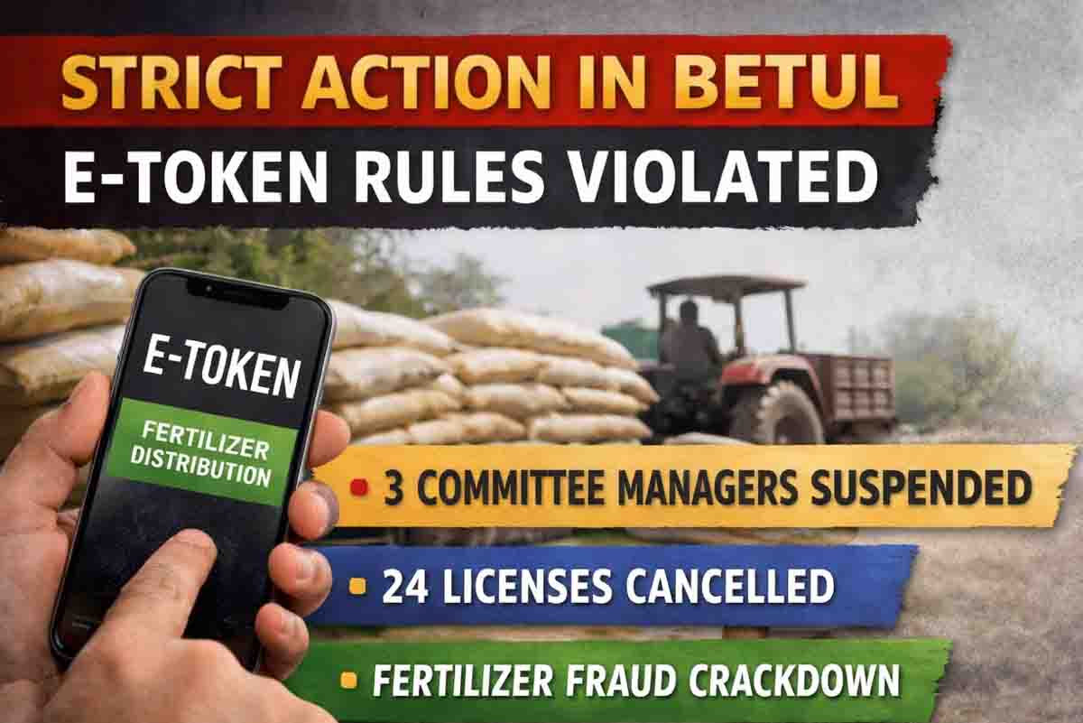 E Token Fertilizer: ई-टोकन नियम तोड़ने पर बैतूल में सख्त कार्रवाई, तीन समिति प्रबंधक निलंबित और 24 लाइसेंस रद्द
