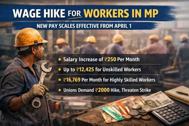 MP Minimum Wages Hike 2026: एमपी में 50 लाख श्रमिकों को बड़ी राहत: 1 अप्रैल से बढ़ा वेतन, जानें नई सैलरी स्ट्रक्चर
