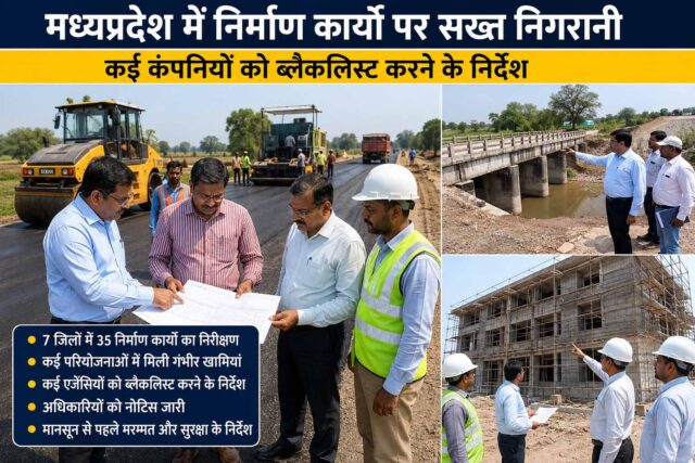 MP Infrastructure Inspection: एमपी में निर्माण कार्यों में धांधली पर बड़ी कार्रवाई, कई कंपनियों को किया ब्लैकलिस्ट, अधिकारियों पर भी गिरी गाज