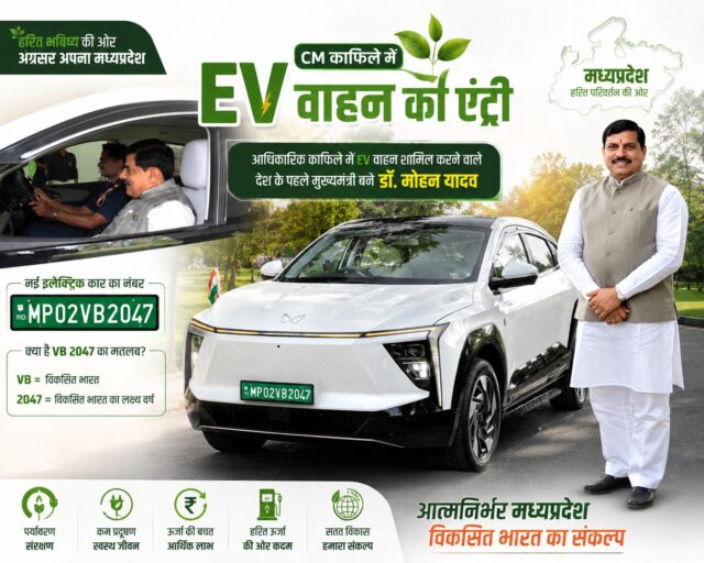 Mohan Yadav EV Car: देश में पहली बार: CM मोहन यादव ने काफिले में शामिल की EV, दिया विकसित भारत का संदेश