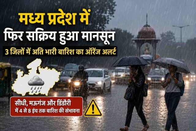 MP Weather: मध्य प्रदेश में फिर सक्रिय हुआ मानसून, 3 जिलों में 8 इंच तक बारिश का ऑरेंज अलर्ट