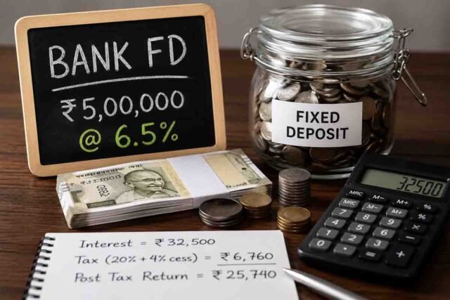 Bank FD में ₹5 लाख लगाने से पहले समझें पूरा हिसाब, 6.5% ब्याज पर टैक्स के बाद कितना बचेगा?