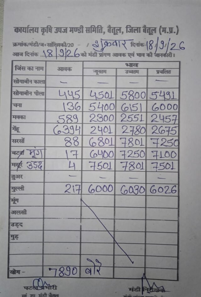 Betul Mandi Bhav: बैतूल मंडी भाव: सोयाबीन 5800 और चना 6151 रुपये पहुंचा, देखें सभी उपजों के न्यूनतम व अधिकतम रेट