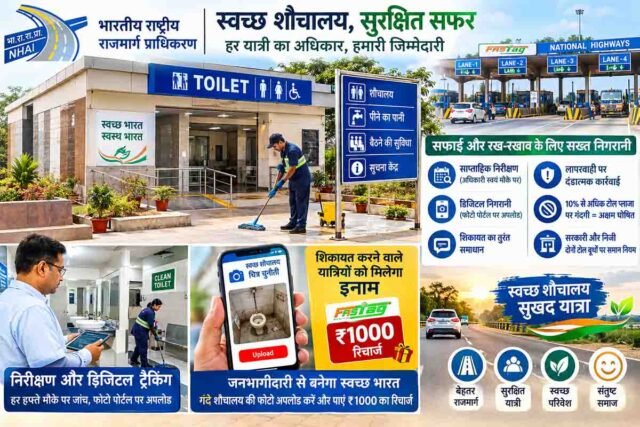 NHAI Highway Amenities: नेशनल हाईवे पर गंदे शौचालय की फोटो अपलोड करने पर मिलेगा 1000 रुपये का फास्टैग रिचार्ज: एनएचएआई का बड़ा फैसला